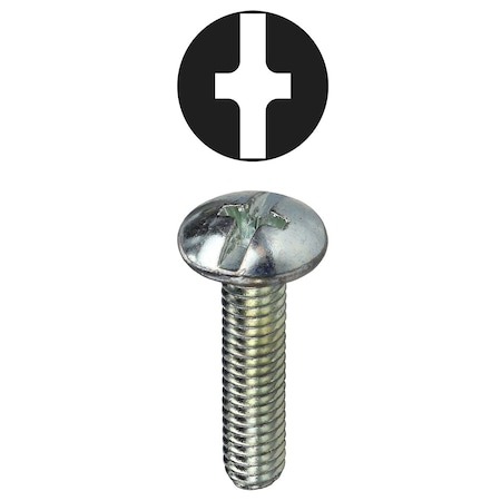 #6-32 X 1/2 In Combination Phillips/Slotted Truss Machine Screw, Zinc Plated Carbon Steel, 100 PK